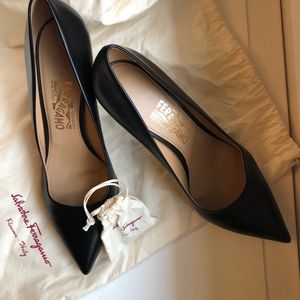 Black Ferragamo Pointed-Toe Pumps
